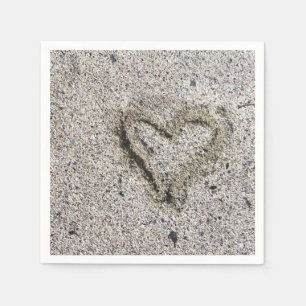 Romantisches Herz im Sand-Foto Serviette