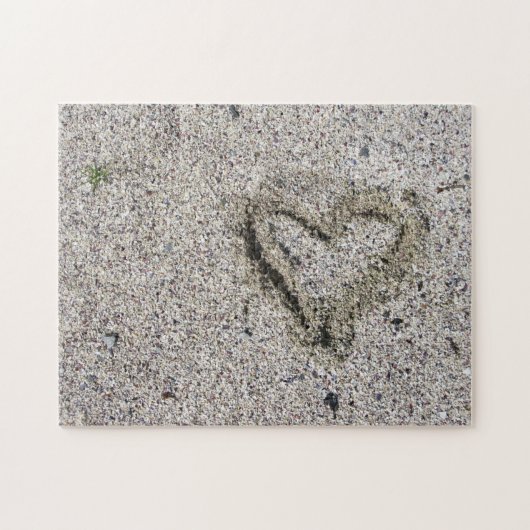Romantisches Herz in der Sand-Foto-Herausforderung Puzzle (Horizontal)