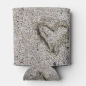 Romantisches Herz in Sand Dosenkühler (Rückseite)