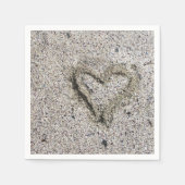 Romantisches Herz in Sand Foto Serviette (Vorderseite)