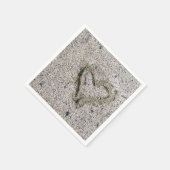 Romantisches Herz in Sand Foto Serviette (Ecke)