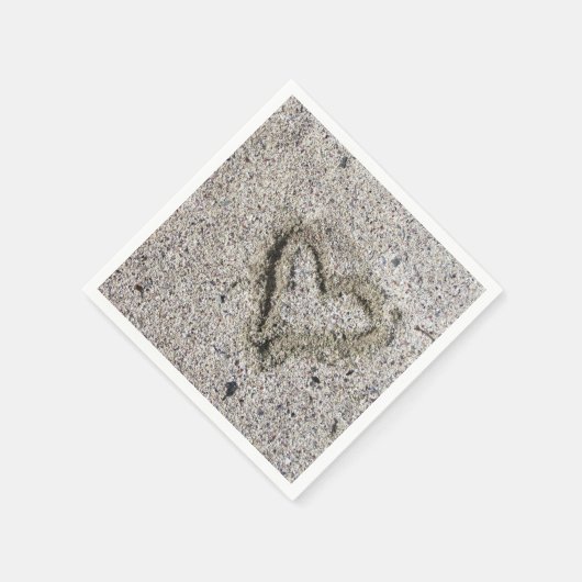 Romantisches Herz in Sand Foto Serviette (Ecke)