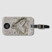 Romantisches Herz in Sand Monogram Gepäckanhänger (Vorderseite (Horizontal))