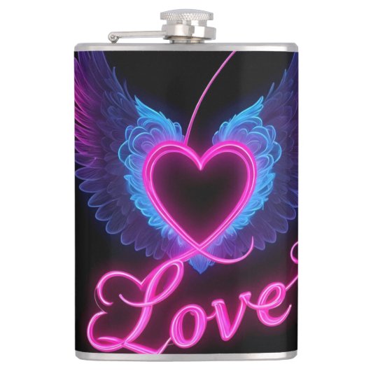 Romantisches Herz Liebe Flügel Papiertassen Flachmann (Vorderseite)