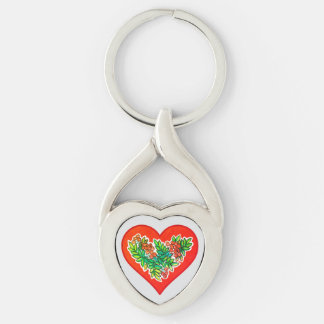 Romantisches Herz mit Beeren und Blättern Schlüsselanhänger