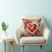 Romantisches Herz mit Rose und Gold Kissen (Stuhl )