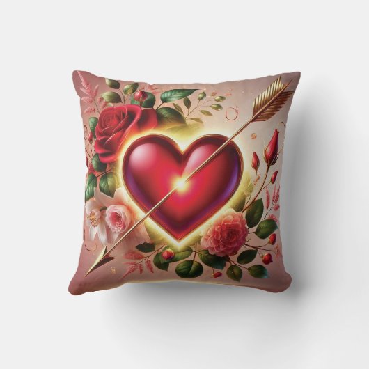 Romantisches Herz mit Rose und Gold Kissen (Rückseite)