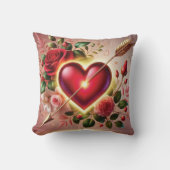 Romantisches Herz mit Rose und Gold Kissen (Vorderseite)
