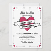 Romantisches Herz Pfeile und Band Save-the-Date Save The Date (Vorderseite)