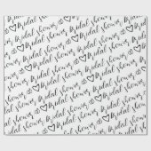 Romantisches Herz Rings Black Pattern Brautparty Geschenkpapier (Flach)