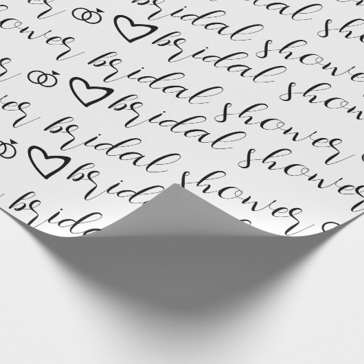 Romantisches Herz Rings Black Pattern Brautparty Geschenkpapier (Ecke)