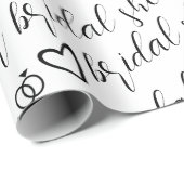 Romantisches Herz Rings Black Pattern Brautparty Geschenkpapier (Rolleneckpunkt)