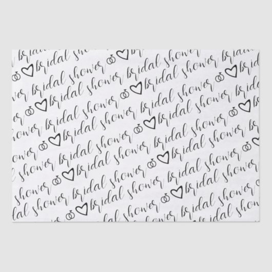 Romantisches Herz Rings Black Pattern Brautparty Seidenpapier (Vorderseite)