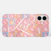 Romantisches HERZ Rosa LIEBE Kalligrafie Buchstabe Case-Mate iPhone Hülle (Rückseite (Horizontal))