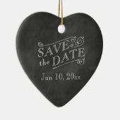Romantisches Herz Save the Date auf Tafel Keramik Ornament (Rechts)