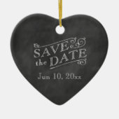 Romantisches Herz Save the Date auf Tafel Keramik Ornament (Vorne)