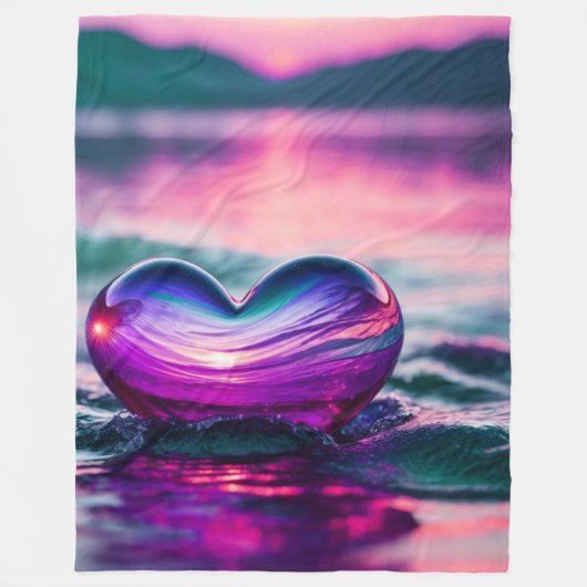 "Romantisches Herz schwimmt auf Wasser" Fleecedecke (Vorderseite)