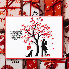 Romantisches Herz-Silhouette-Paar Feiertagspostkarte