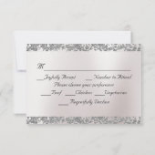 Romantisches Herz, Tauben & Glitzer - Alter RSVP Karte (Rückseite)