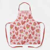 Romantisches Herz und Blumendesign in rosa Tönen Schürze (Vorderseite)