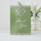 Romantisches Herz und Glitzer auf dem Schlachtfeld Dankeskarte (Stehend Vorderseite)