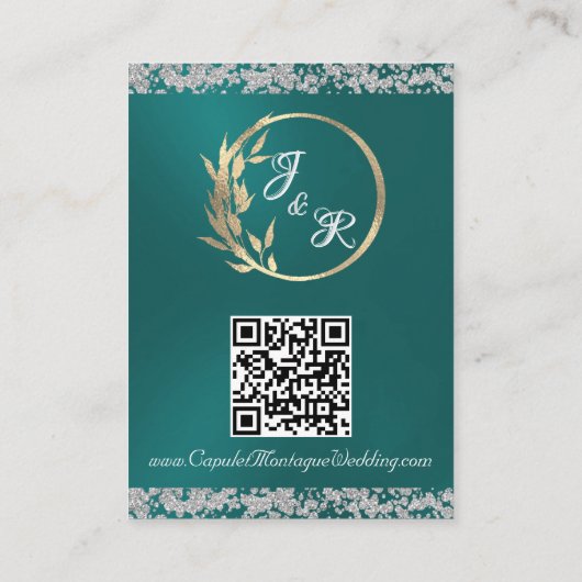 Romantisches Herz und Glitzer, QR-Code auf Aquamar Begleitkarte (Rückseite)