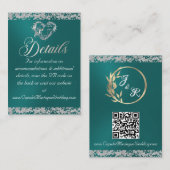 Romantisches Herz und Glitzer, QR-Code auf Aquamar Begleitkarte (Vorne/Hinten)