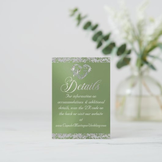 Romantisches Herz und Glitzer, QR-Code auf der Bil Begleitkarte (Stehend Vorderseite)