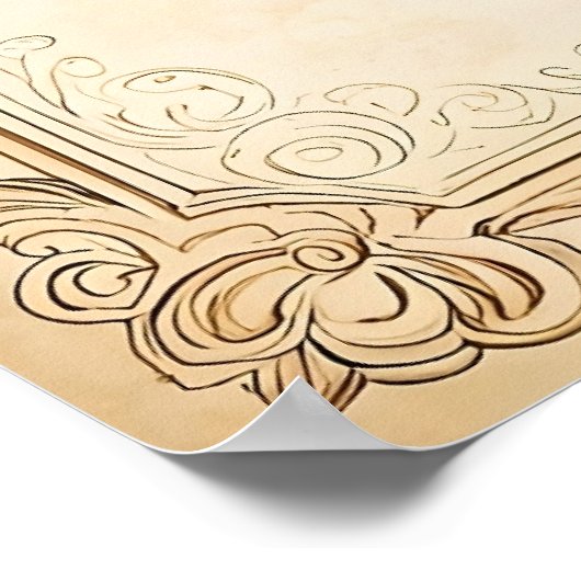 Romantisches Herz und Rose Vintag Poster (Ecke)