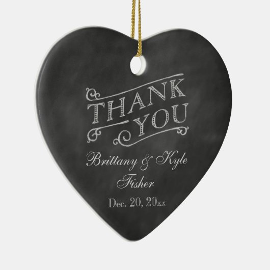 Romantisches Herz Vielen Dank auf Chalkboard Keramik Ornament (Rechts)