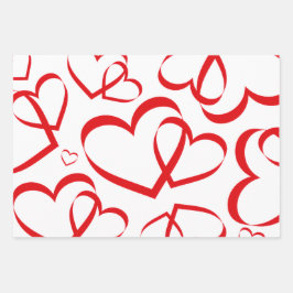 Romantisches Herzdesign Geschenkpapier Set