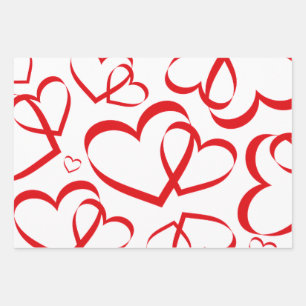 Romantisches Herzdesign Geschenkpapier Set