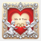 Romantisches Herzdesign Quadratischer Aufkleber (Vorderseite)