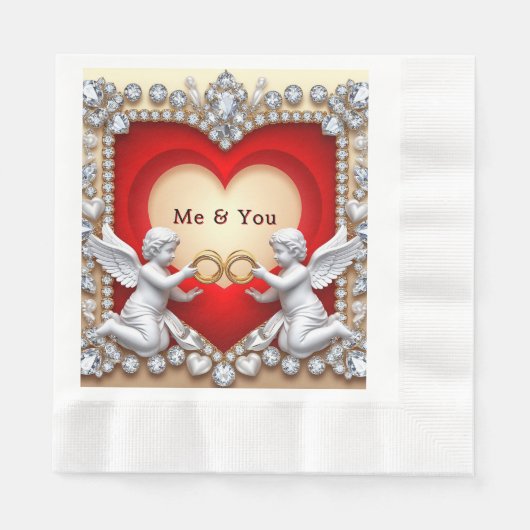 Romantisches Herzdesign Serviette (Vorderseite)