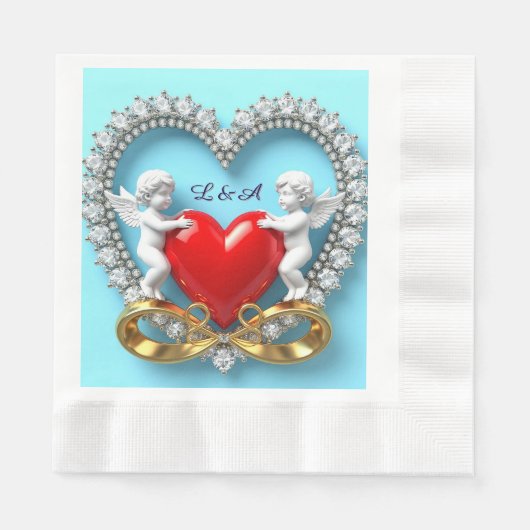 Romantisches Herzdesign Serviette (Vorderseite)