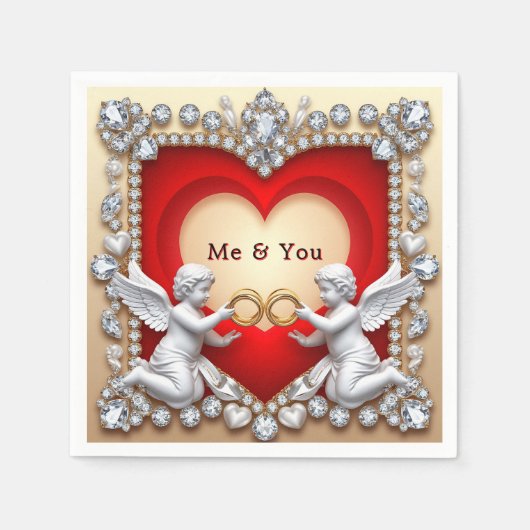 Romantisches Herzdesign Serviette (Vorderseite)
