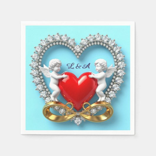 Romantisches Herzdesign Serviette (Vorderseite)