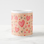 Romantisches Herzen-Muster Keramik-Kaffeetasse Jumbo-Tasse (Vorderseite)