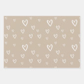 Romantisches Herzmuster in Blau, Kaffee und Weiß Geschenkpapier Set (Vorderseite 3)