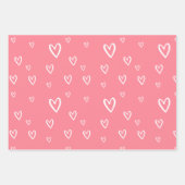 Romantisches Herzmuster in Blau, Kaffee und Weiß Geschenkpapier Set (Vorderseite)