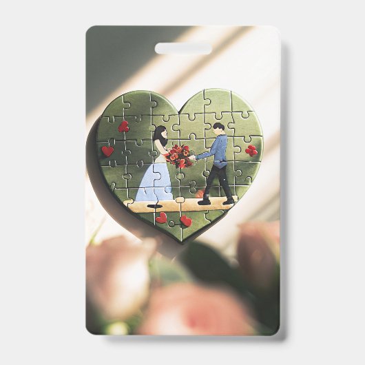 Romantisches Herzpuzzle Abzeichen Ausweis (Front)