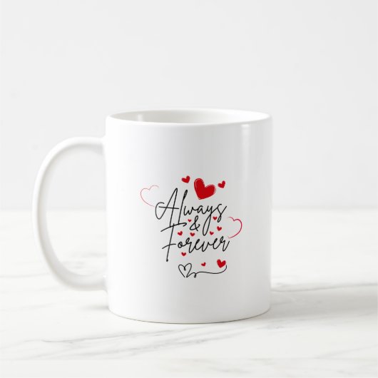 Romantisches Herzschlagdesign | Immer in Liebe Tas Kaffeetasse (Links)