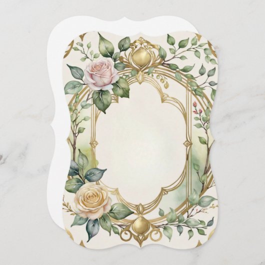 romantisches Hochzeitgold Einladung (Vorne/Hinten)