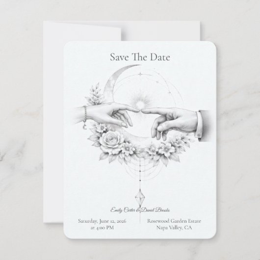 Romantisches Hochzeitshände-Minimalist-Design Save The Date (Vorderseite)