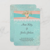 Romantisches Hochzeitsherz und Band Einladung (Vorne/Hinten)