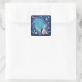Romantisches Hochzeitskaffee im Blumengarten Quadratischer Aufkleber (Tasche)