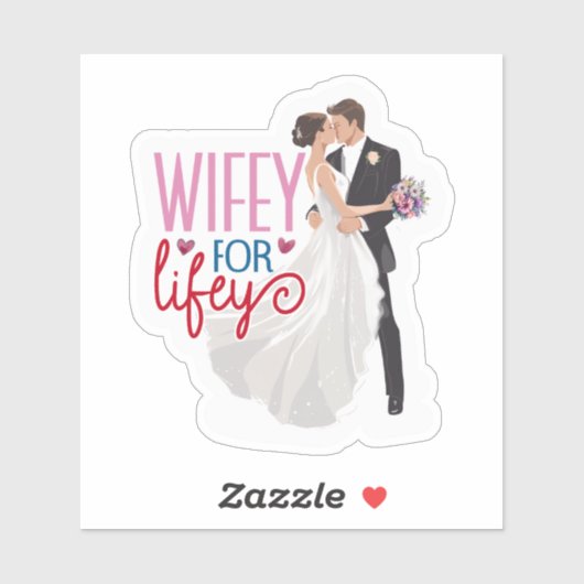 Romantisches Hochzeitspaar Aufkleber (Blatt)
