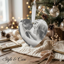 Romantisches Hochzeitspaar-Foto Herzform-Ornament