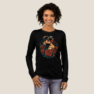 Romantisches Hochzeitspaar Langarmshirt Tri-Blend Shirt