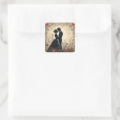 Romantisches Hochzeitspaar Quadratischer Aufkleber (Tasche)
